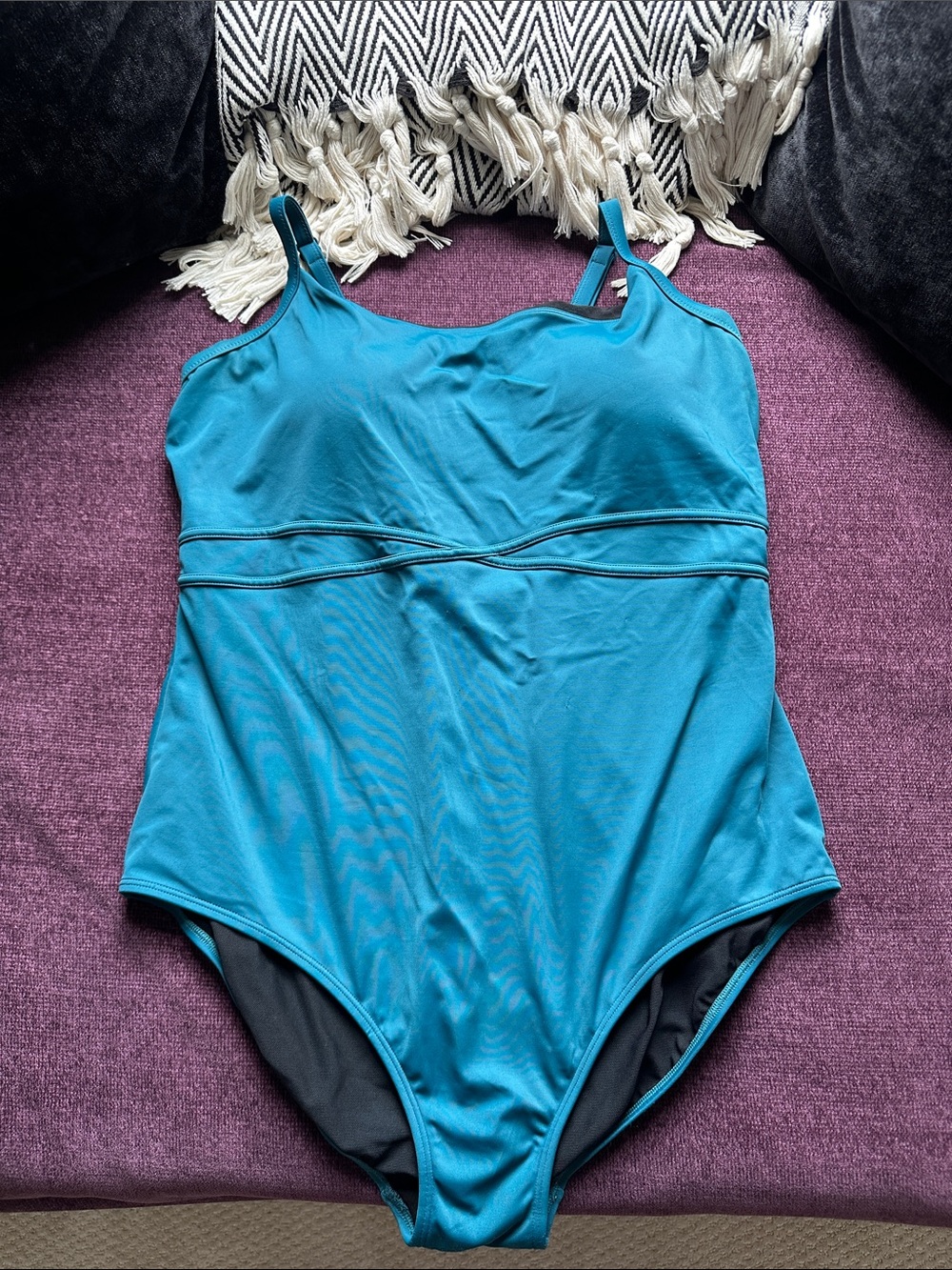L.L. Bean Teal One-Piece Swimsuit with Adjustable Straps